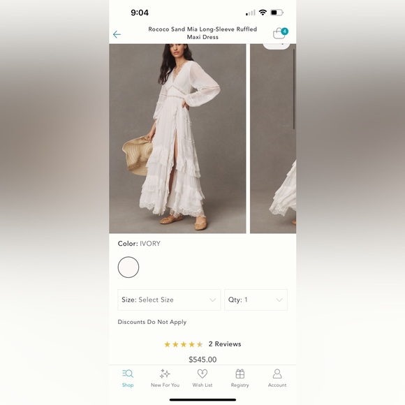 Rococo Sand Mia long-sleeve Ruffled Maxi Dress.                   Worn once. - Picture 2 of 5